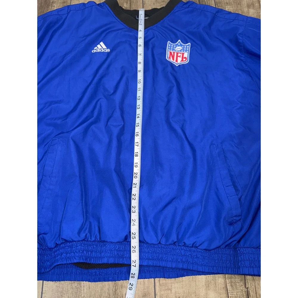 Adidas NFL Pullover Windbreaker Jacket Blue Mens V Neck Long‎ Sleeve
